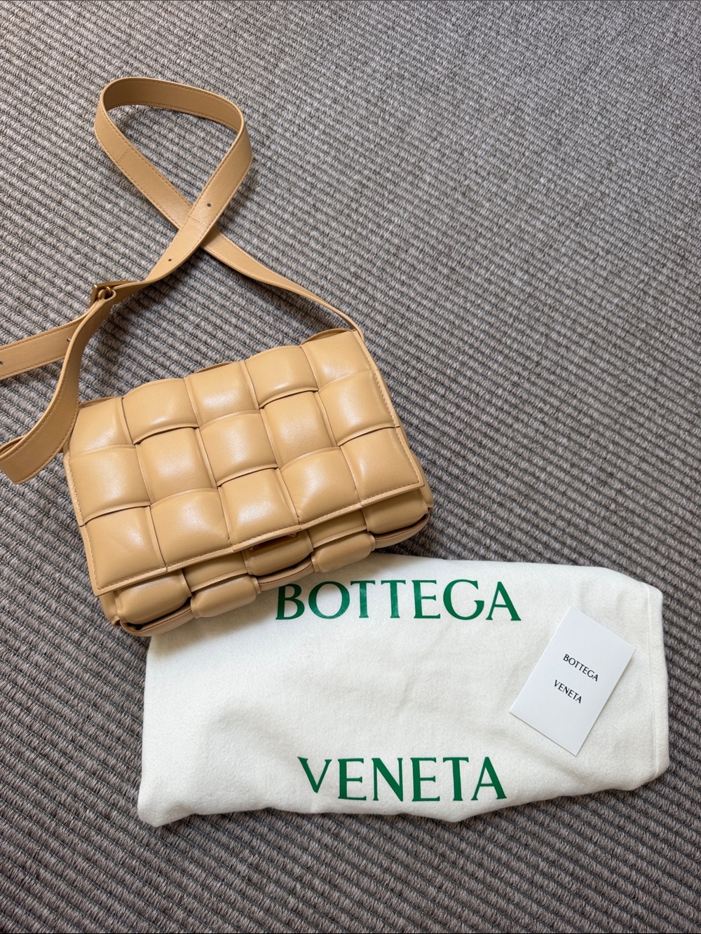 Bottega Veneta Beige Padded Cassette Crossbody Bag